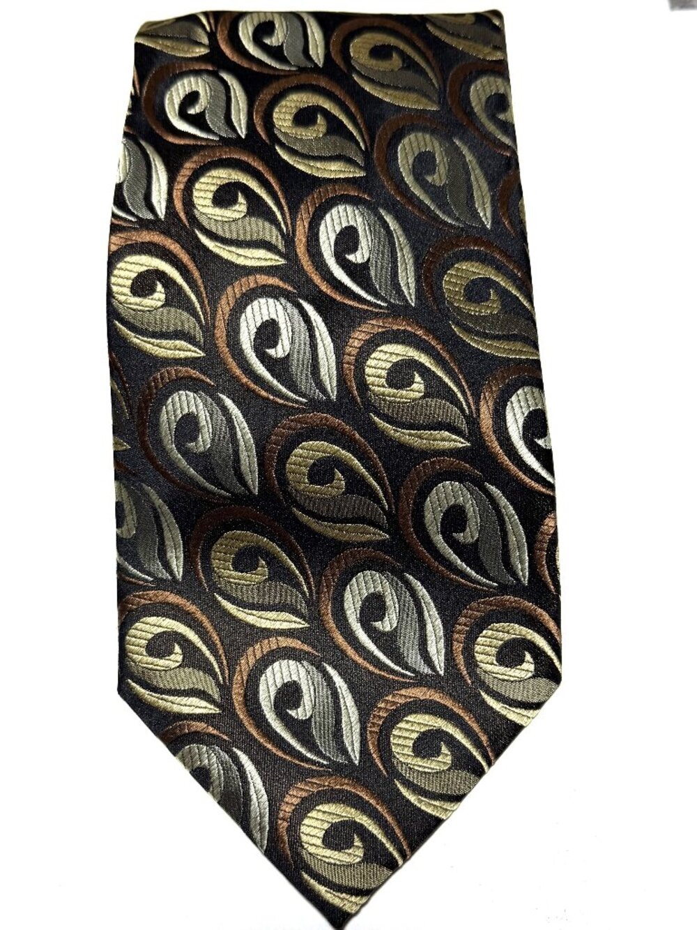 Valerio Garati Pure Silk Black Gold Bronze Paisley Men’s Tie